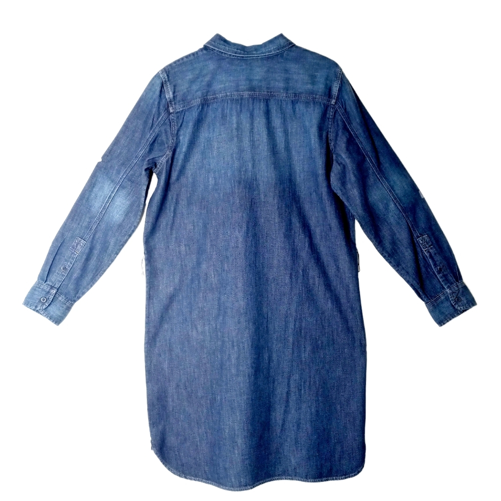 Ralph Lauren Lauren Tie Waist Sash Belt Longsleeve Denim Shirt Dress In Blue - Picture 3 of 10